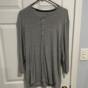 TB12 UA Gray Athlete Recovery Sleepwear 3/4 Long Sleeve Henley Shirt